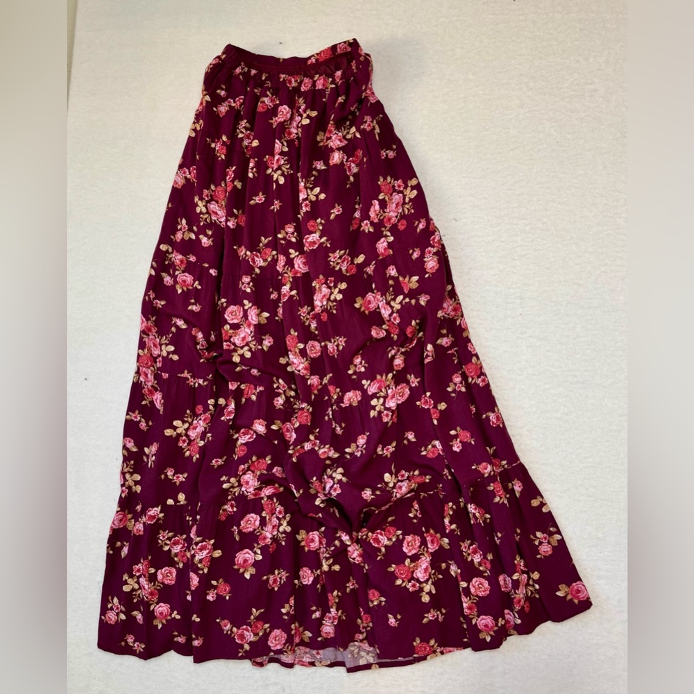 Altar'd State Burgundy Floral Maxi Skirt - Picture 5 of 6